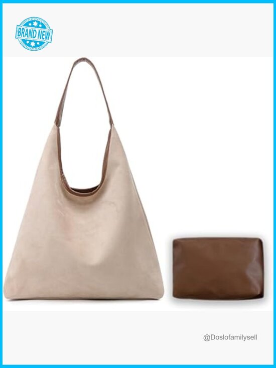 Handbags - Faux Suede Tote Bag Large Capacity Hobo Shoulder Bag Everyday Work Travel